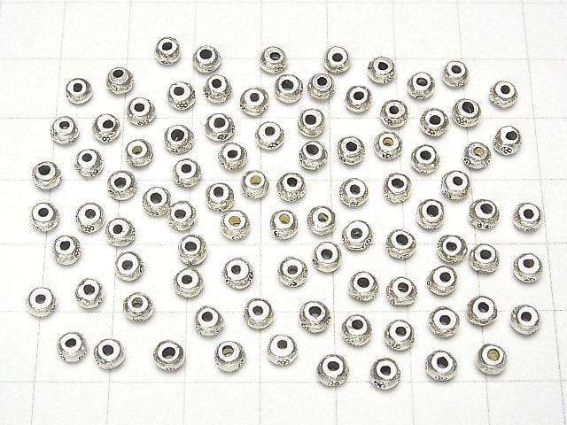 Karen Silver Flower Pattern Roundel 4x4x2.5mm 5pcs