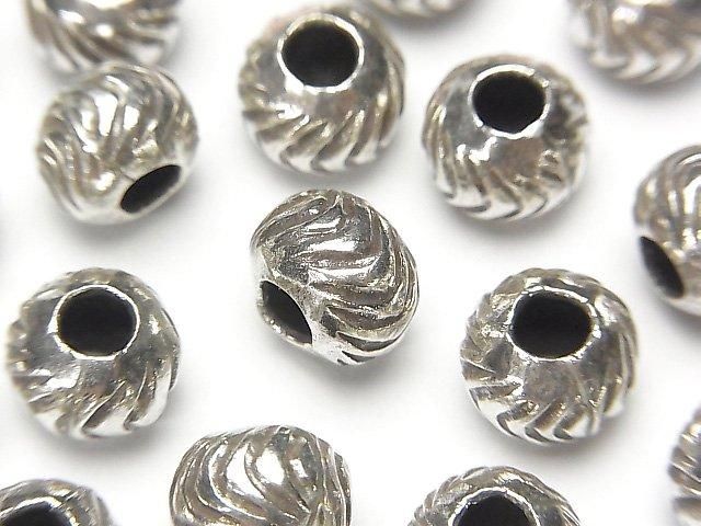 Karen Silver Line Carved Rondelle 9x9x6.5mm 1pc