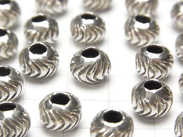 Karen Silver Line Carved Rondelle 9x9x6.5mm 1pc