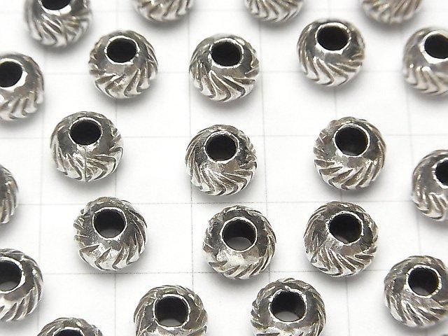Karen Silver Line Carved Rondelle 9x9x6.5mm 1pc