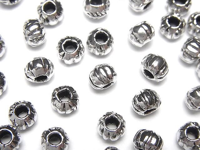 Karen Silver Line Carved Rondelle 5x5x4mm 4pcs