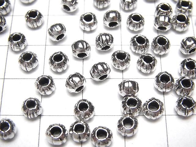 Karen Silver Line Carved Rondelle 5x5x4mm 4pcs