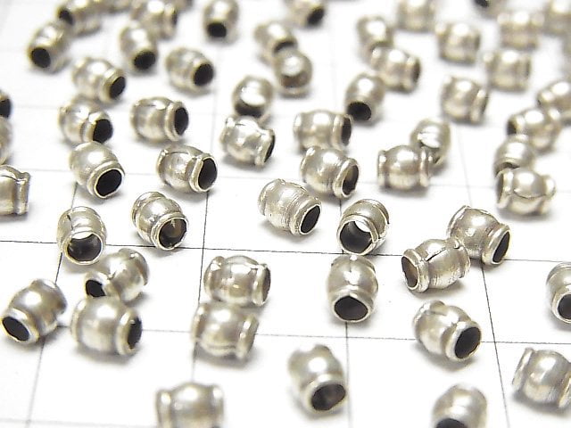 Karen Silver Patterned Roundel 4x3.5x3.5mm 10pcs