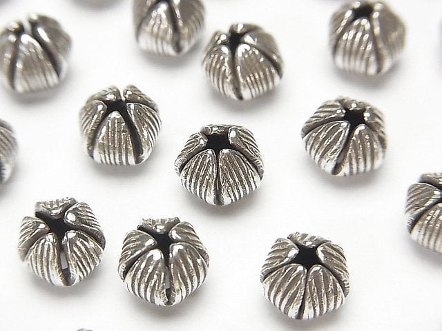 Karen Silver Flower Motif Beads 7mm 2pcs