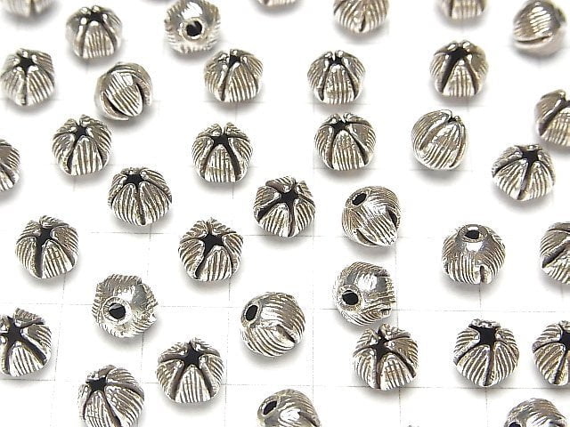 Karen Silver Flower Motif Beads 7mm 2pcs