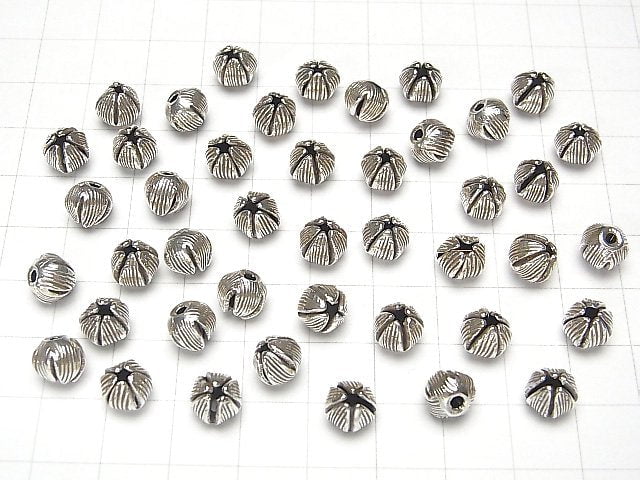 Karen Silver Flower Motif Beads 7mm 2pcs