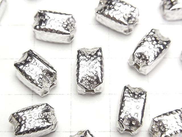 Karen Silver Hammer Pattern Rectangle Tube 10x7x7mm White Silver 1pc