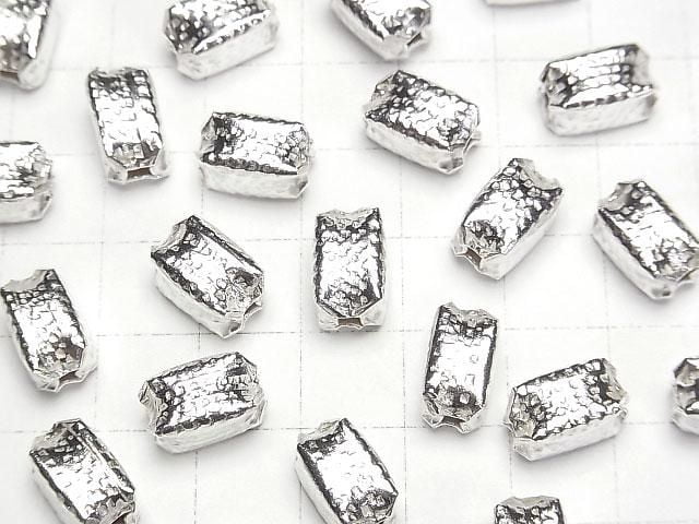 Karen Silver Hammer Pattern Rectangle Tube 10x7x7mm White Silver 1pc