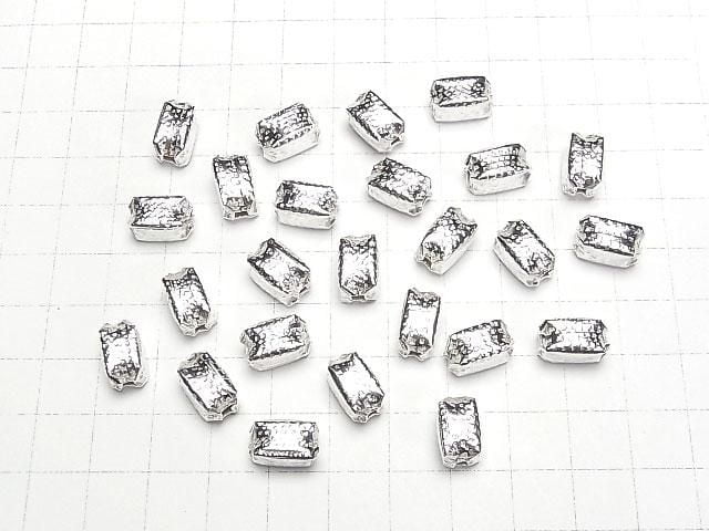 Karen Silver Hammer Pattern Rectangle Tube 10x7x7mm White Silver 1pc