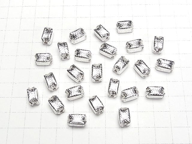 Karen Silver Hammer Pattern Rectangle Tube 10x7x7mm White Silver 2pcs