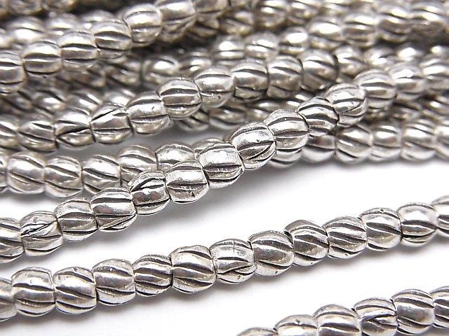 Karen Silver Line Carved Rondelle 3.5x3.5x3mm 1/4 or 1 strand (38cm)