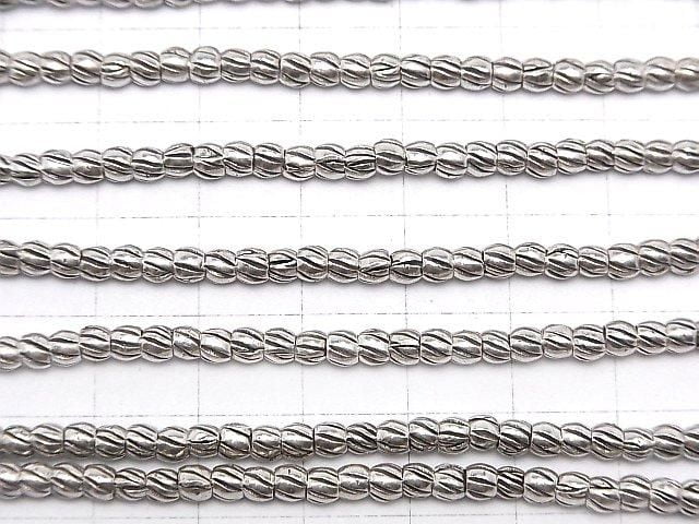 Karen Silver Line Carved Rondelle 3.5x3.5x3mm 1/4 or 1 strand (38cm)