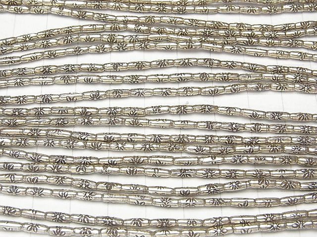 Karen Silver Ornament Rice 7x2.5x2.5mm 1/4 or 1strand beads (aprx.15inch/38cm)