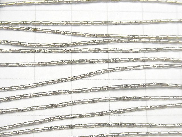 Karen Silver Flower Pattern Tube 2x1x1mm half or 1strand beads (aprx.26inch/66cm)