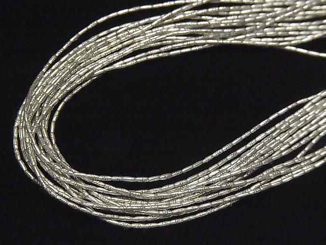 Karen Silver Flower Pattern Tube, 2x1x1mm half or 1-strand beads (approx. 26 inches/66 cm)