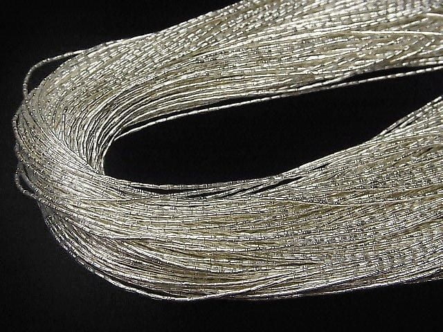 Karen Silver Patterned Tube 2.5x1x1mm White Silver Half or 1-Strand Beads (approx. 26inch/66cm)