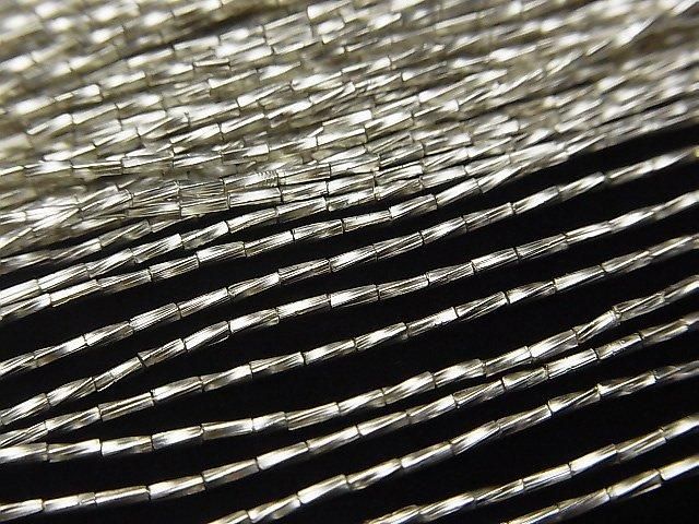 Karen Silver Twist Tube 3x1x1mm White Silver Half or 1 Strand Beads (approx. 26 inches/66 cm)