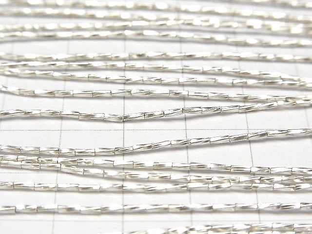 Karen Silver Twist Tube 3x1x1mm White Silver Half or 1 Strand Beads (approx. 26 inches/66 cm)