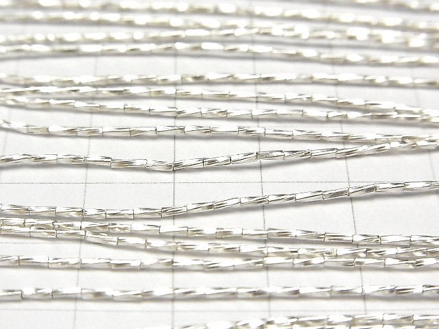 Karen Silver Twist Tube 3x1x1mm White Silver half or 1strand beads (aprx.27inch/68cm)