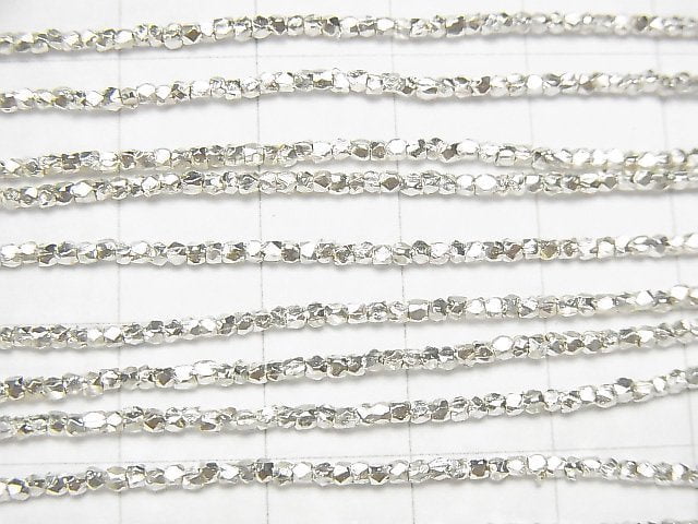 Karen Silver Cube Shape 1.2x1.2x1.2mm White Silver 1/4 or 1strand beads (aprx.27inch / 68cm)