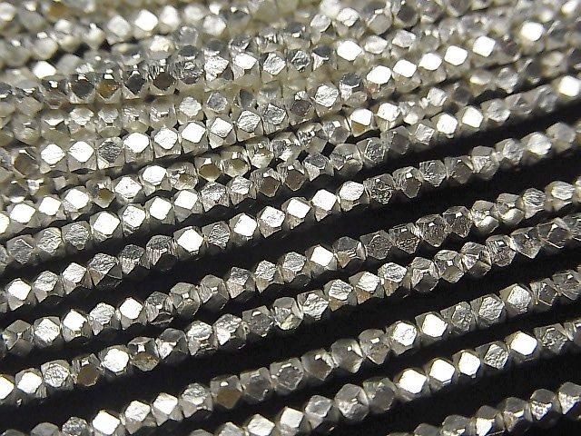 Karen Silver Cube Shape 2.5x2.5x2.5mm White Silver 1/4 or 1-strand beads (approx. 25 inches/62 cm)