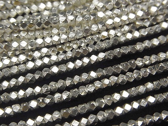 Karen Silver Cube Shape 2.5x2.5x2.5mm White Silver 1/4 or 1strand beads (aprx.24inch/61cm)