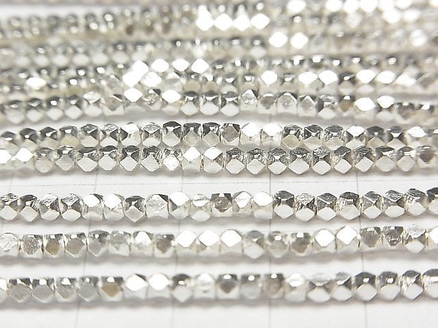Karen Silver Cube Shape 2.5x2.5x2.5mm White Silver 1/4 or 1strand beads (aprx.25inch/62cm)