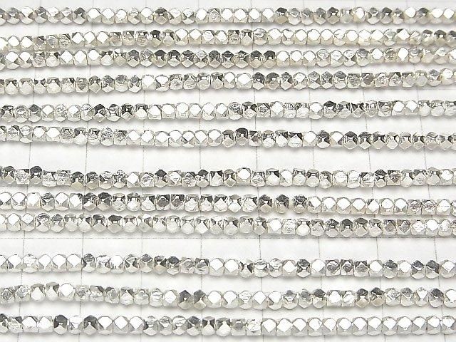Karen Silver Cube Shape 2.5x2.5x2.5mm White Silver 1/4 or 1-strand beads (approx. 25 inches/62 cm)