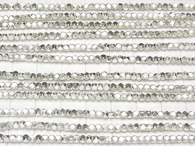 Karen Silver Cube Shape 2.5x2.5x2.5mm White Silver 1/4 or 1strand beads (aprx.24inch/61cm)