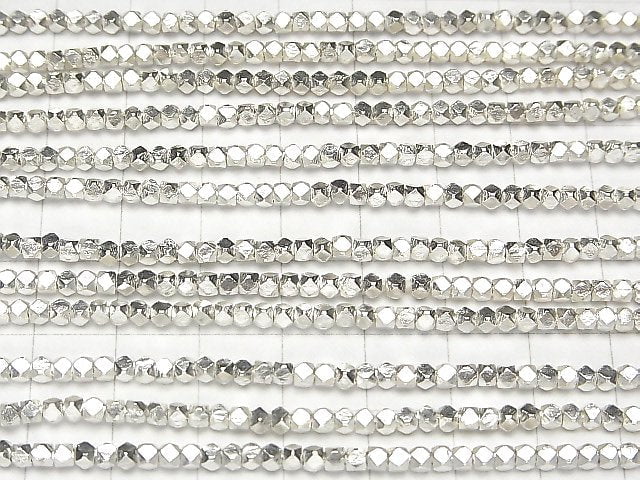 Karen Silver Cube Shape 2.5x2.5x2.5mm White Silver 1/4 or 1strand beads (aprx.25inch/62cm)