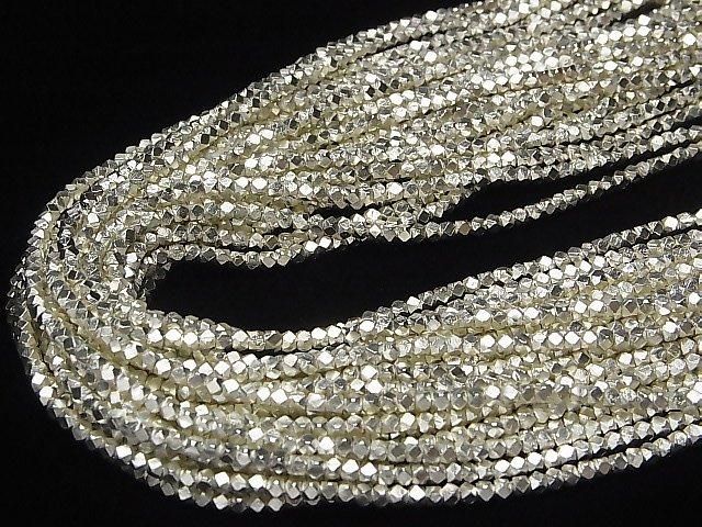 Karen Silver Cube Shape 2.5x2.5x2.5mm White Silver 1/4 or 1-strand beads (approx. 25 inches/62 cm)