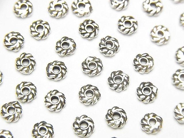 Silver925  Rondelle 4x4x1.5mm Oxidized Finish  5pcs