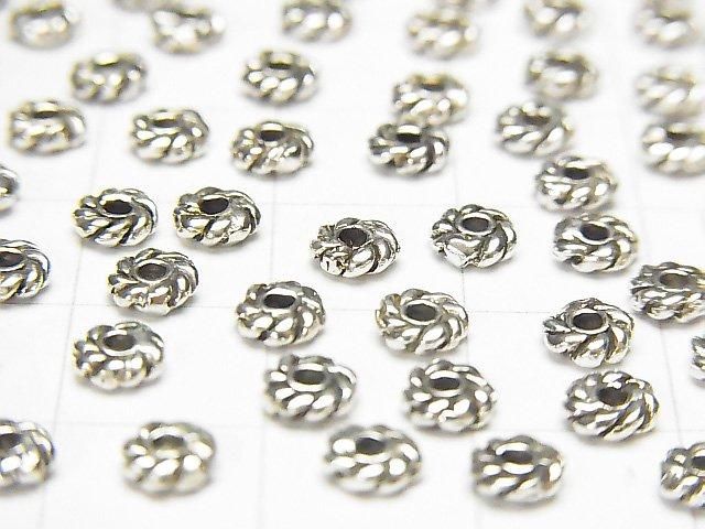 Silver925  Rondelle 4x4x1.5mm Oxidized Finish  5pcs