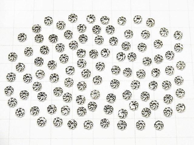 Silver925  Rondelle 4x4x1.5mm Oxidized Finish  5pcs