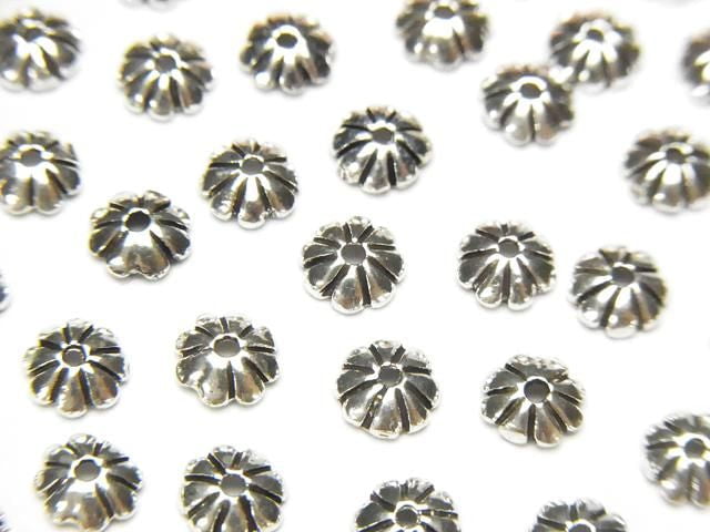 Silver 925 Bead Caps 5x5x1.5mm Oxidized Finish 10pcs