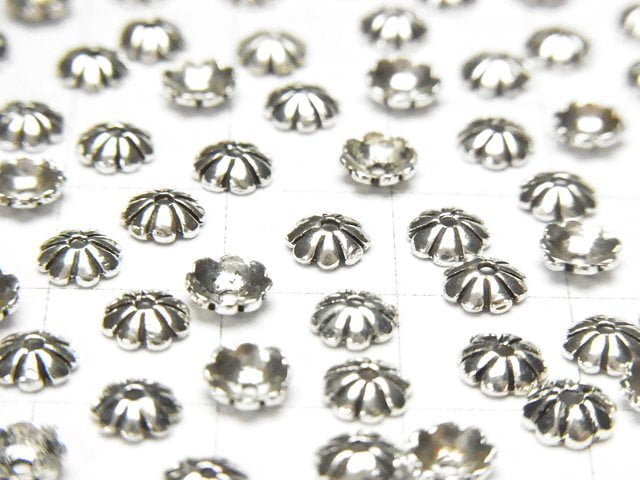 Silver925 Bead Cap 5x5x1.5mm Oxidized Finish 10pcs