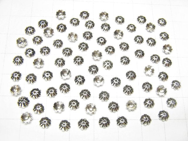 Silver 925 Bead Caps 5x5x1.5mm Oxidized Finish 10pcs