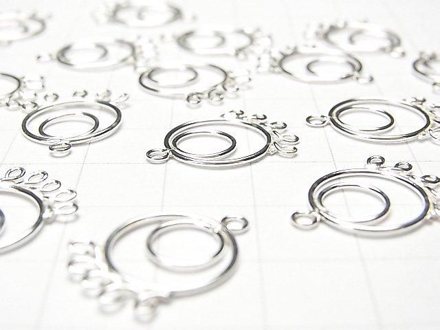 Silver 925 Circle Chandelier Charm 19x13x1mm White Silver 2pcs