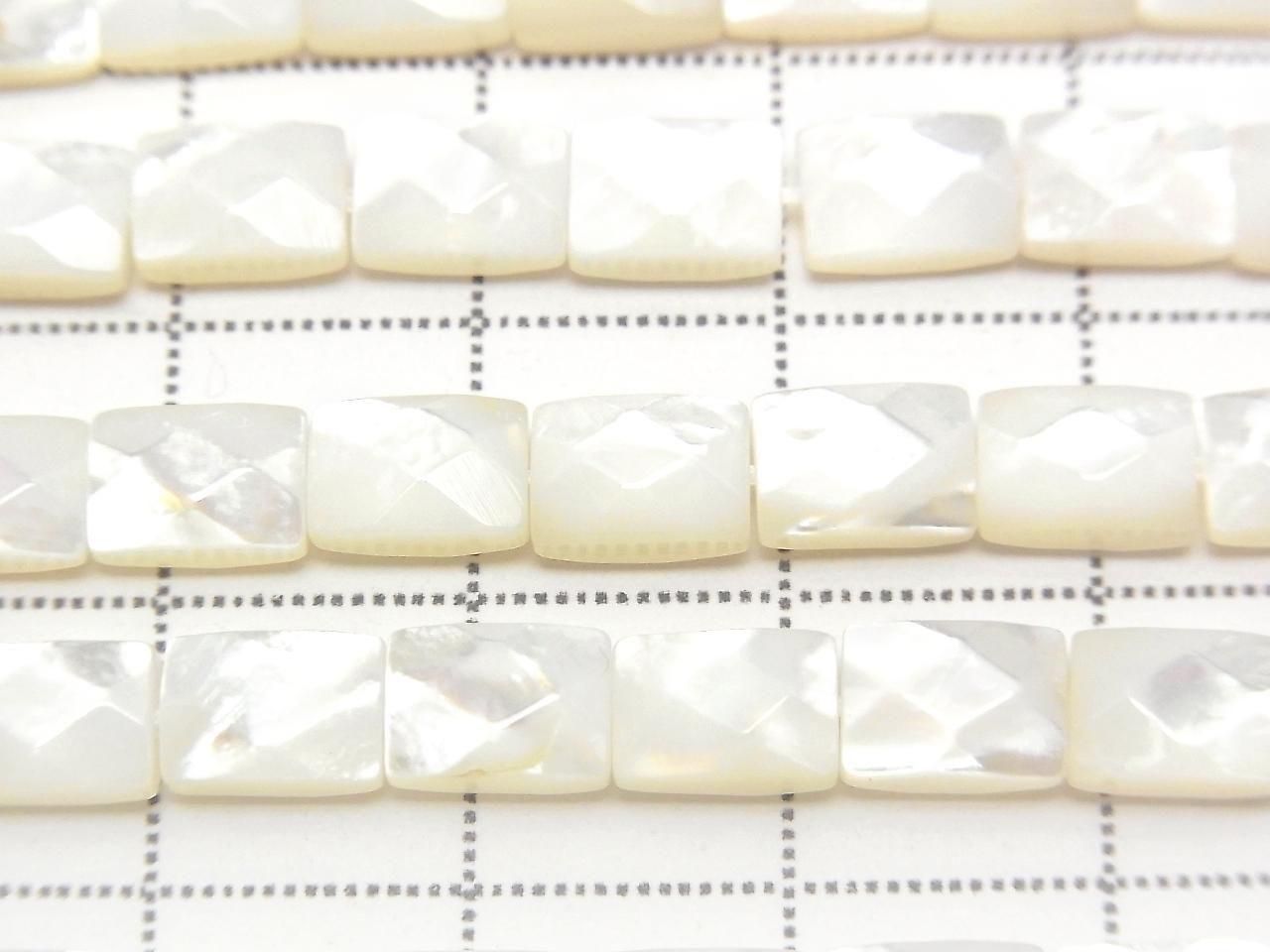 Coquille Blanche de Haute Qualité (Huître à lèvre argentée) AAA Rectangle Facetté 7x5x4mm Perles 1/4 ou 1 fil (env. 15 pouces/38cm)