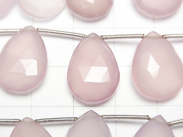 [Video] High Quality Pink Color Chalcedony AAA Pear shape Faceted Briolette Half-ream / ream beads (aprx.6inch / 15cm)