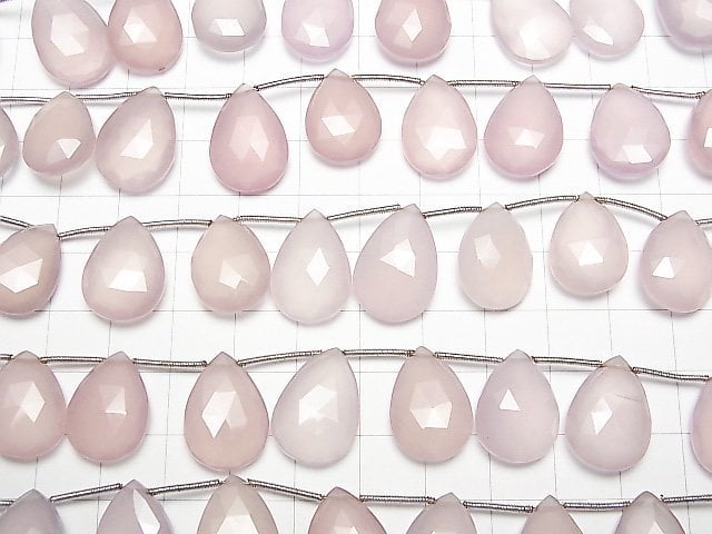 [Video] High Quality Pink Color Chalcedony AAA Pear shape Faceted Briolette Half-ream / ream beads (aprx.6inch / 15cm)