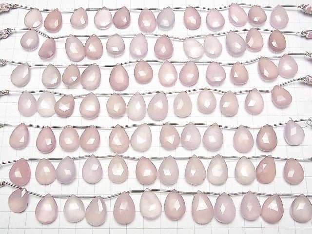 [Video] High Quality Pink Color Chalcedony AAA Pear shape Faceted Briolette Half-ream / ream beads (aprx.6inch / 15cm)