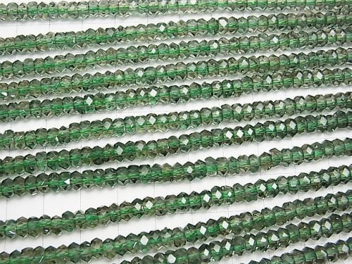 Green Quartz Faceted Button Roundel 5 x 5 x 3 mm half or 1 strand beads (aprx.15 inch / 38 cm)