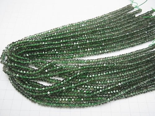 Green Quartz Faceted Button Roundel 5 x 5 x 3 mm half or 1 strand beads (aprx.15 inch / 38 cm)