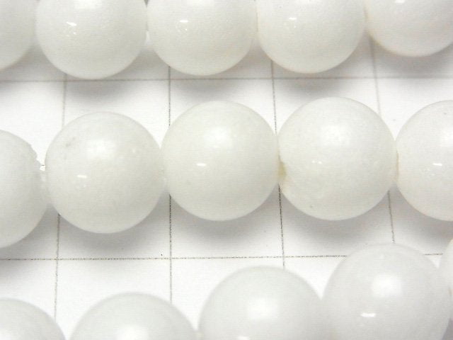 1strand $9.79! White Jade Round 10mm [2mm hole] 1strand beads (aprx.15inch / 36cm)