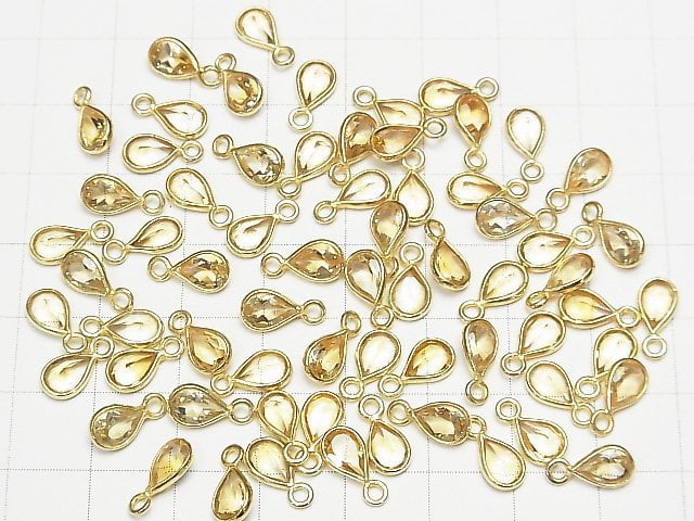 [Video]High Quality Citrine AAA Bezel Setting Pear shape Faceted 7x5mm 18KGP 5pcs