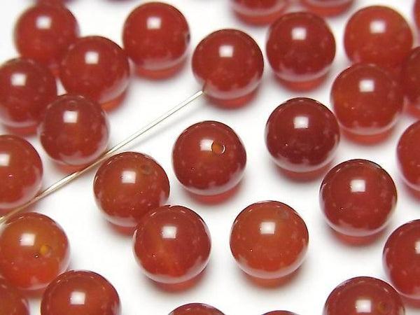 [Video] Red Agate AAA Half Drilled Hole Round 8mm 10pcs