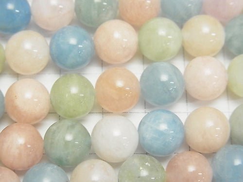 Beryl mix (multicolor Aquamarine) AAA-Round 10mm half or 1strand beads (aprx.15inch / 38cm)