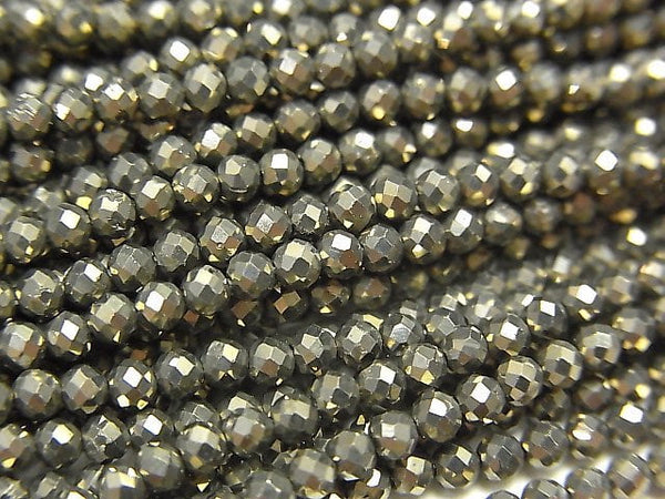 Faceted Round, Pyrite Gemstone Beads