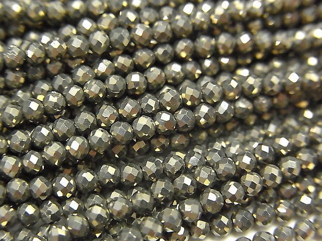 Faceted Round, Pyrite Gemstone Beads